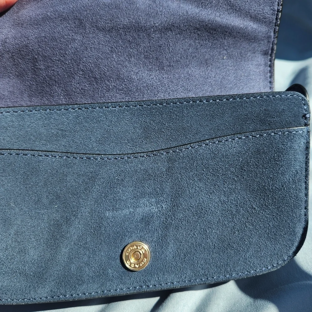 Coach Kleo Navy Leather and Suede Crossbody Bag